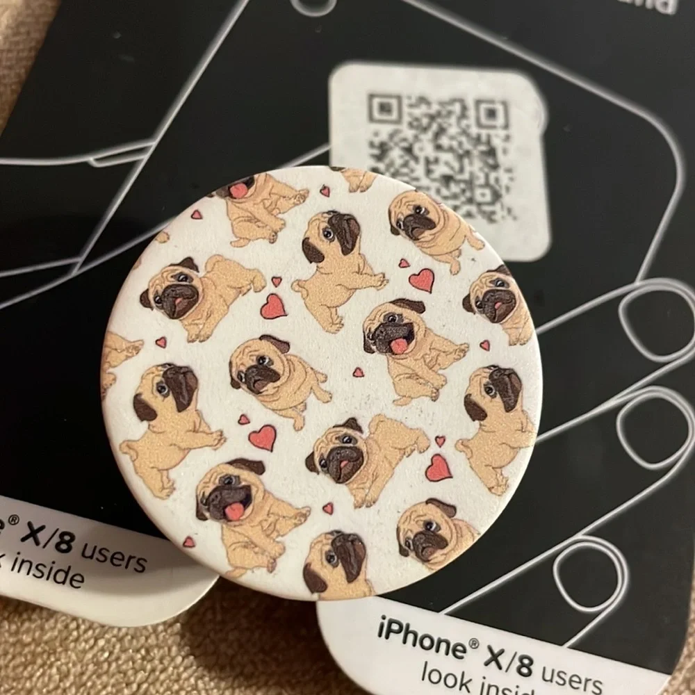 NWT- Pug Puppy Pop Sockets (fits any brand cellphone)